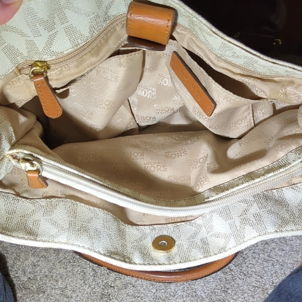 Michael Kors Cream and Tan Satchel